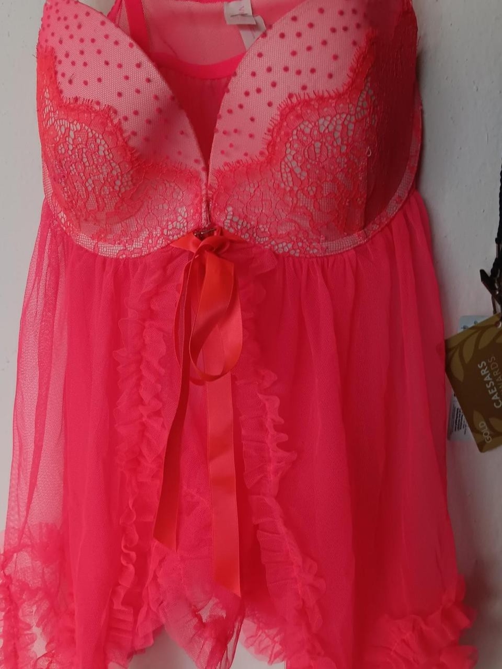 Victoria's Secret Neon Pink Lace & Mesh Babydoll